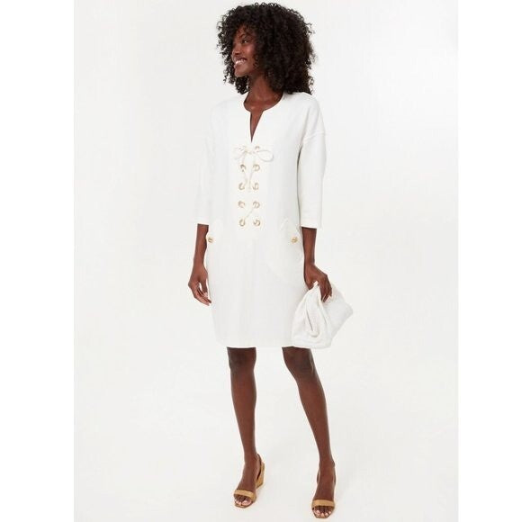 Tuckernuck NEW White Ellington Three-quarter Sleeve Cocktail Mini Dress Size XL